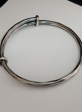 圆柱丽江雪花纯银手镯私人定制
