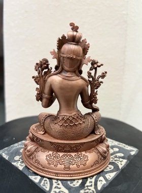 纯铜平安臧传佛堂绿度母菩萨精美