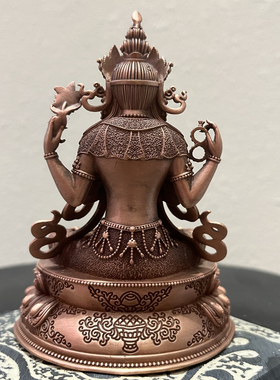 纯铜平安藏传精致四臂观音
