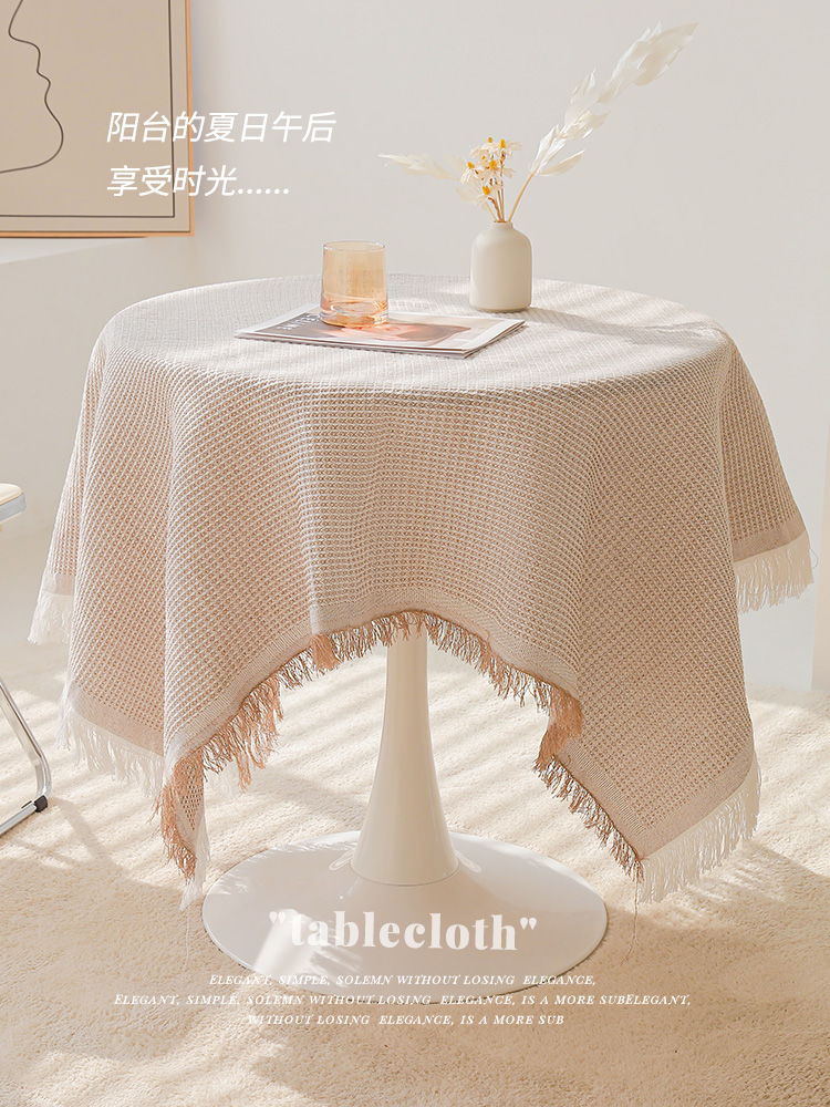 IKER法式棉麻复古桌布白色蕾丝日系美式圆桌布2024款茶几书桌盖布