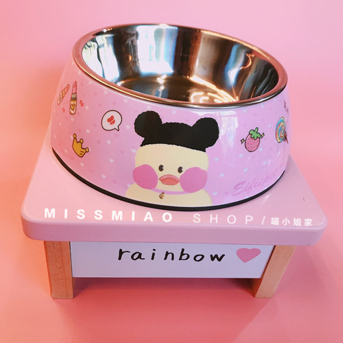 不锈钢美耐皿二合一狗碗宠物可爱食盆猫咪大型犬饭盆狗粮碗防打翻 - 图2