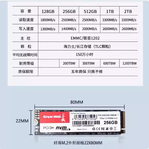 Laptop solid state drive GW3300M2SATA interface