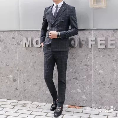 Phiên bản mùa thu Hàn Quốc của bộ đồ lưới mỏng phù hợp với thời trang nam thời trang Anh giản dị phù hợp với áo hai dây - Suit phù hợp Suit phù hợp