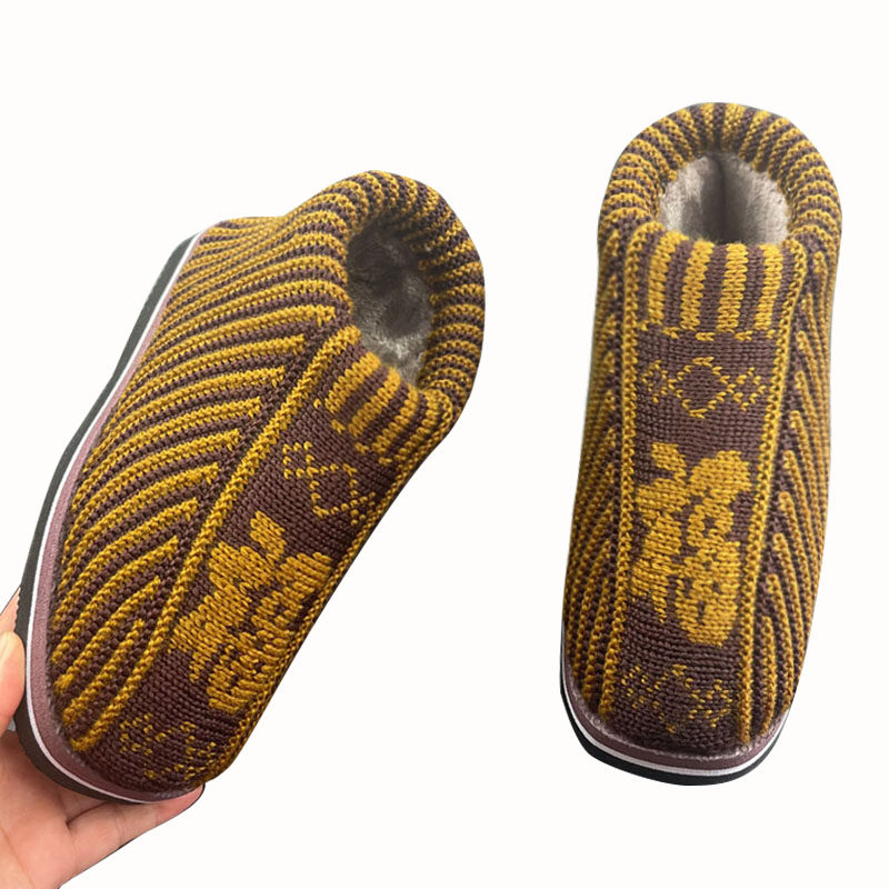 纯色毛线棉鞋拖鞋成品手工编织新款冬季保暖居家防滑男女老年鞋1,淘宝优惠券,粉丝福利购,淘宝优惠卷