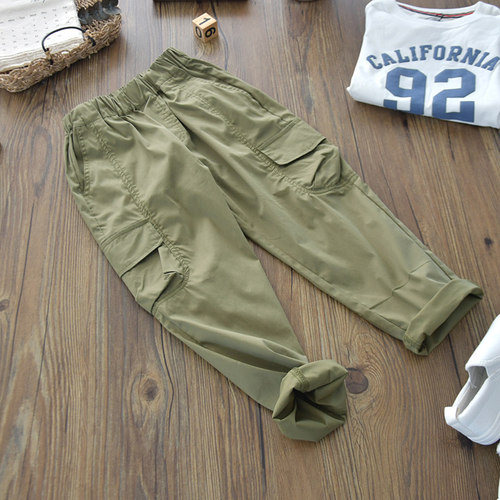 轻薄干爽~夏季男童梭织速干棉休闲工装长裤儿童超薄防蚊直脚裤子 - 图0