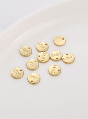 真金圆片金币小吊坠小挂件DIY