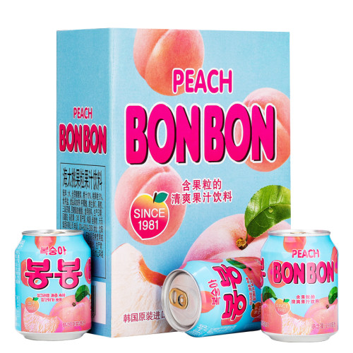 原装韩国进口网红饮料整箱海太桃汁果粒果汁果肉238mlX12罐礼盒装 - 图3