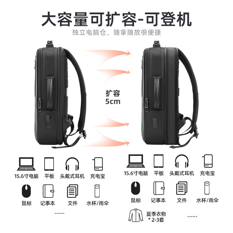 男士通勤15.6寸简约大学生双肩背包 希恩箱包双肩背包