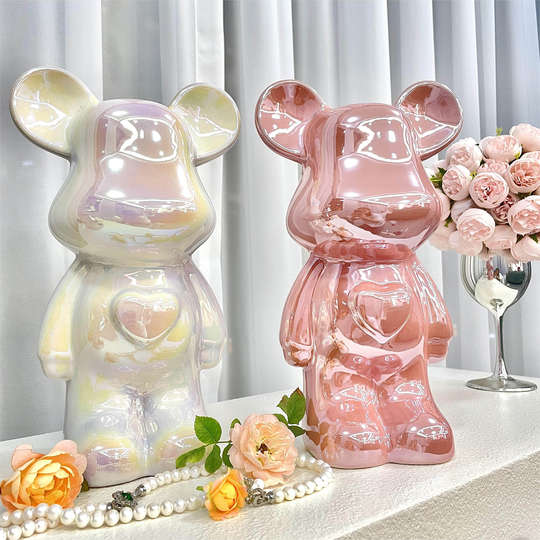 高档暴力熊摆件陶瓷轻奢家居客厅玄关电视柜酒柜存钱罐装饰品礼物