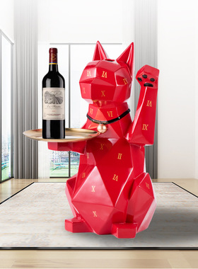 北欧几何招财猫落地摆件高端礼品简约办公室家居酒柜创意装饰品