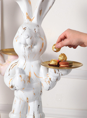 网红创意点赞托盘兔落地家居装饰摆件电视柜茶几收纳玄关软