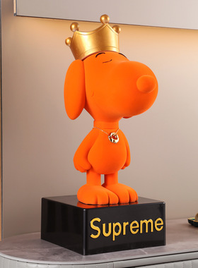 植绒皇冠史努比摆件大金链法斗摆件LOVE兔子摆件家居客厅软装装饰