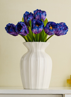 白色陶瓷花瓶家居客厅插花摆件轻奢高级感装饰品水培鲜花花器