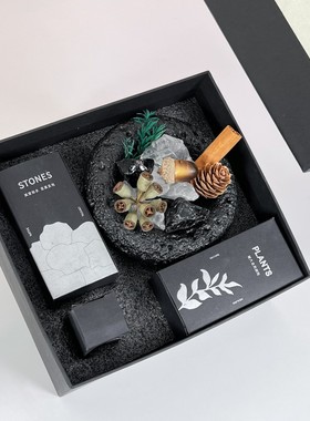 山谷风铃精油扩香石香薰蜡烛礼盒水晶石室内家居摆件送女生日礼物