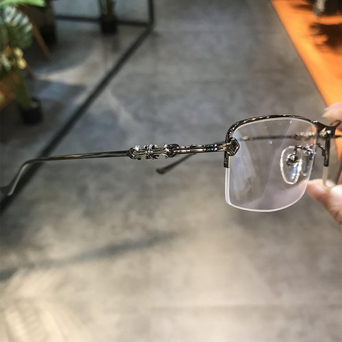 简丹萝心潮百搭商务半框眼镜框复古金丝男女防蓝光近视变色平光镜 - 图3