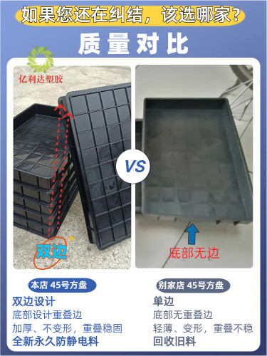 防静电黑色塑料方盘手机物料零件工具电子元件盒周转箱塑胶托料盒 - 图1