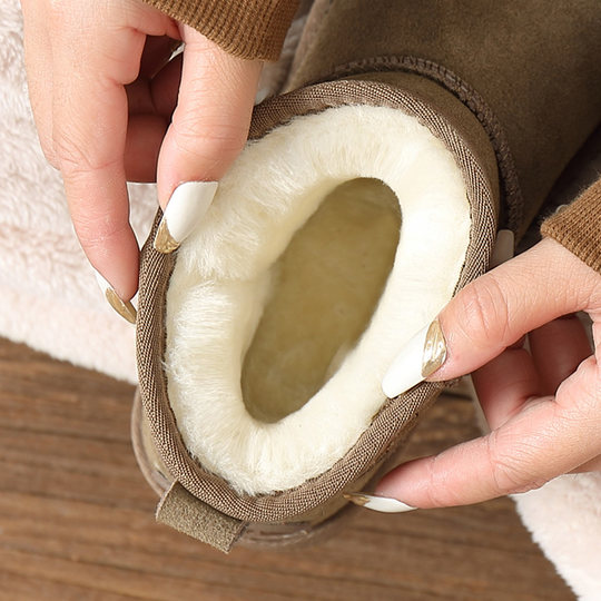 2024年新款雪地靴男真皮加绒保暖防滑冬季短筒靴雪地棉鞋女面包鞋