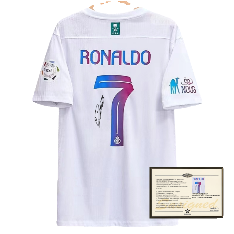 23-24 Riyadh away Ronaldo printed signature soccer jersey-图3