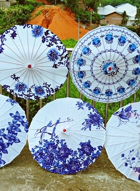 青花瓷工艺伞舞蹈道具伞成人跳舞伞吊坠装饰伞和服拍照伞旗袍走秀