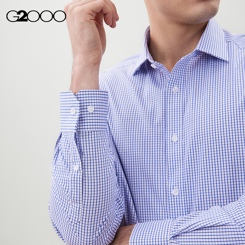 【免烫/莫代尔弹性/商场新款】G2000男装FW25通勤格纹长袖衬衫,淘宝优惠券,粉丝福利购,淘宝优惠卷