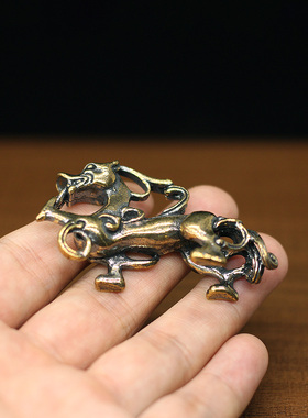 仿古黄铜招财貔貅小摆件茶宠装饰