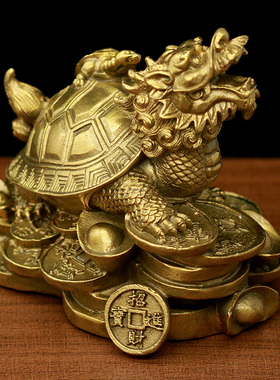 纯铜母子龟龙头龟家居卧室摆件