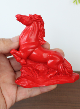 红朱砂生肖马小摆件12属相装饰品