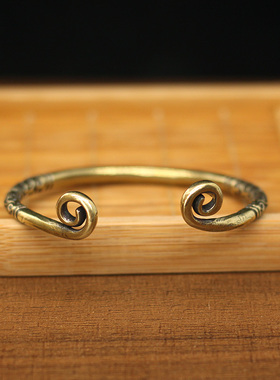 复古纯铜男女如意金箍棒开口手镯