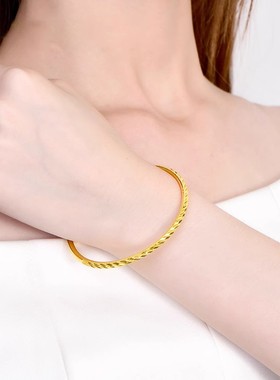 【水贝黄金】经典款满天星金包银手镯推拉手环结婚庆礼物送女友