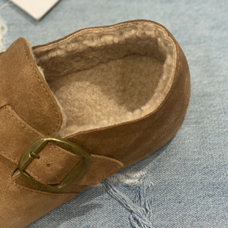 真皮平底加绒勃肯鞋女2024秋冬新款一脚蹬舒适加厚百搭软底面包鞋,淘宝优惠券,粉丝福利购,淘宝优惠卷