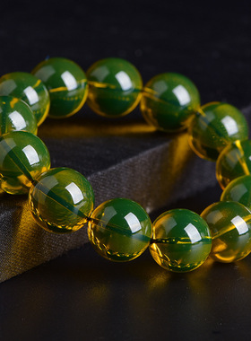 直播墨西哥净水圆珠单圈手链男女款二代琥珀蜜蜡蓝珀手串