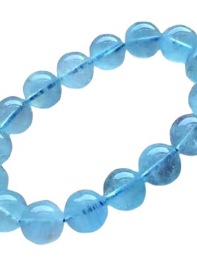 天然冰种幸运海蓝宝石手链简约手链蓝色水晶宝石设计情侣手饰手串