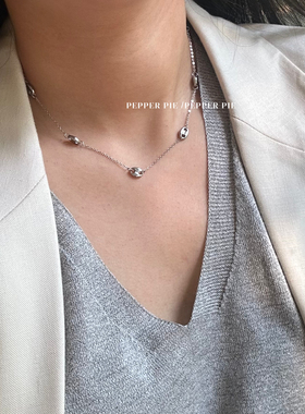 辣椒派独家！可水洗不一样的猪鼻子链条项链女基础叠戴精致感镀金