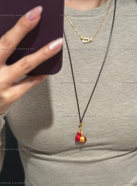 辣椒派 新中式唐彩墩墩马珐琅彩抽拉60cm轻奢毛衣项链 黄金同款