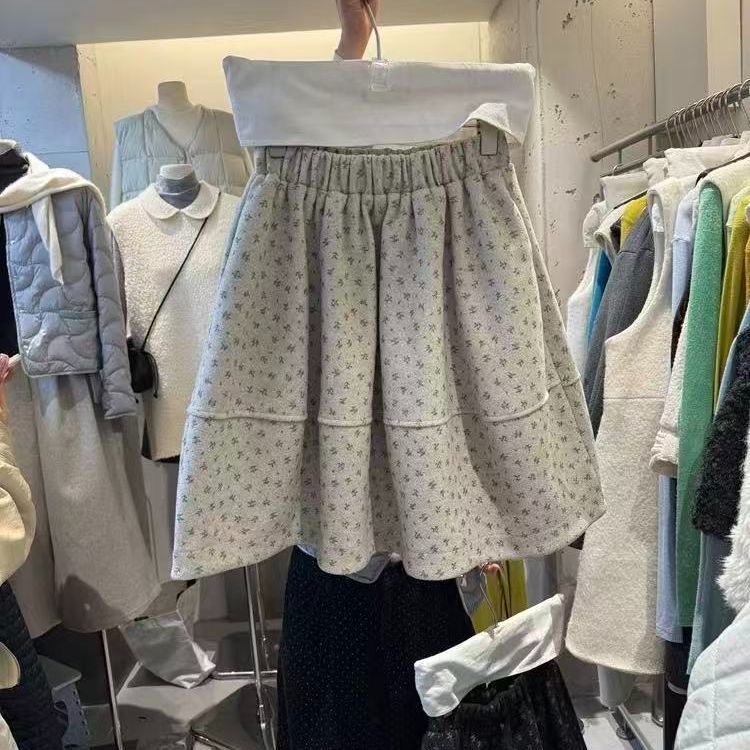 小清新温柔碎花半身裙女秋冬小个子韩系复古a字裙短裙蓬蓬花苞裙,淘宝优惠券,粉丝福利购,淘宝优惠卷