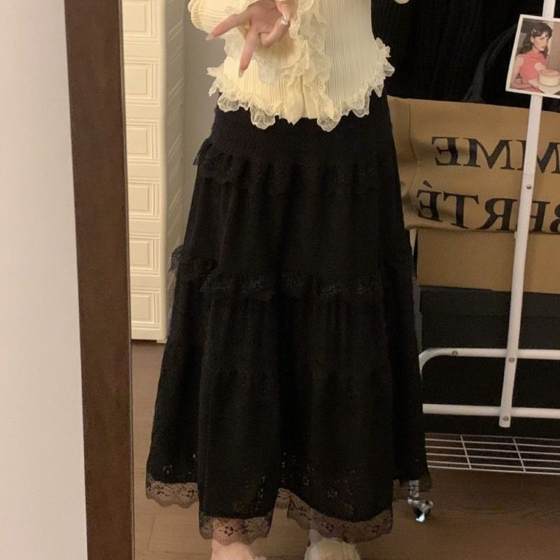 韩系秋冬甜美温柔磨毛加绒蕾丝蓬蓬小个子拼接超仙蛋糕半身裙女装,淘宝优惠券,粉丝福利购,淘宝优惠卷