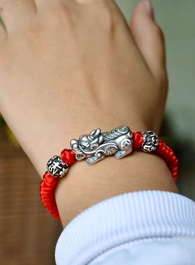貔貅本命年招财佛珠情侣手链红绳
