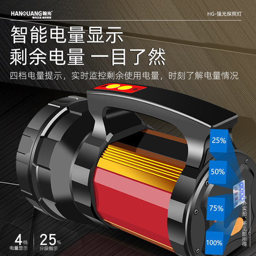 翰光手电筒超亮强光充电户外超长续航大容量远射家用工作灯手提灯 - 图3