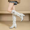 Xiaohongshu recommends internet celebrity pleated thick-heeled high boots