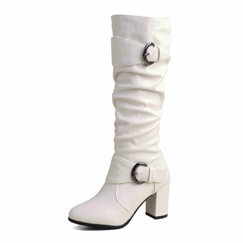 Xiaohongshu recommends internet celebrity pleated thick-heeled high boots