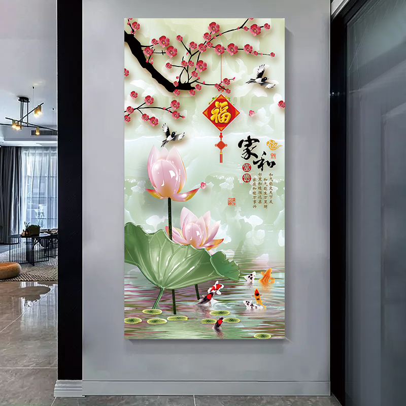 现代玄关背景自粘墙贴画3d立体山水装饰画墙纸2023新款风景粘贴画 - 图0