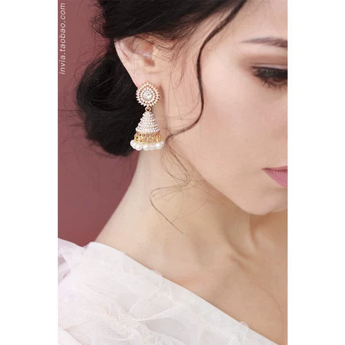 Ретро белые серьги из жемчуга для невесты, Индия