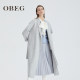 OBEG欧碧倩羊毛双面呢大衣长款冬简约收腰兔毛外套10424041