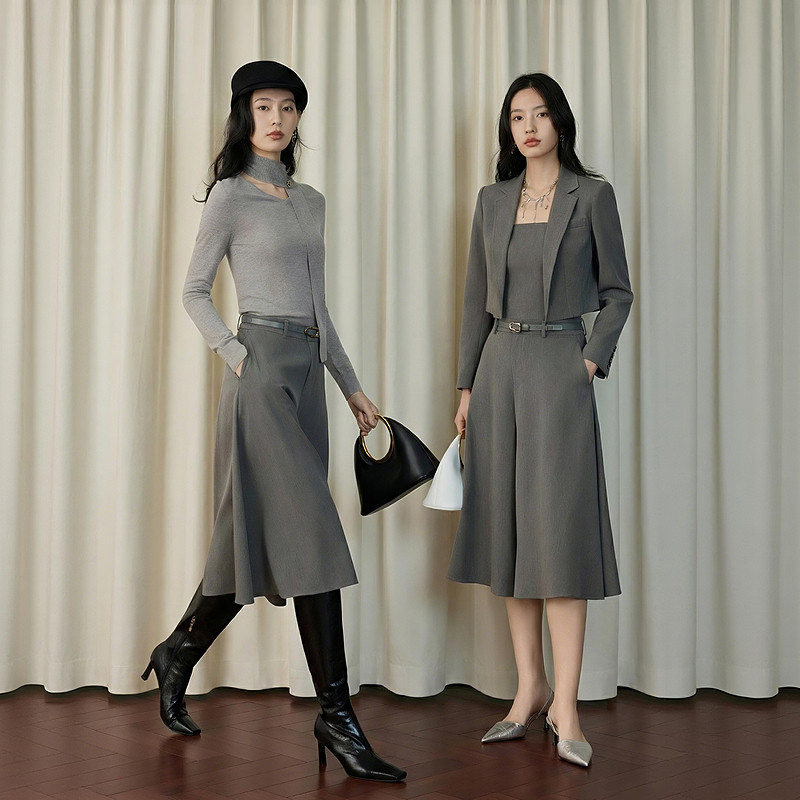 【商场同款】OBEG欧碧倩2026春季格雷灰松弛感大阔腿裙裤10521029,淘宝优惠券,粉丝福利购,淘宝优惠卷