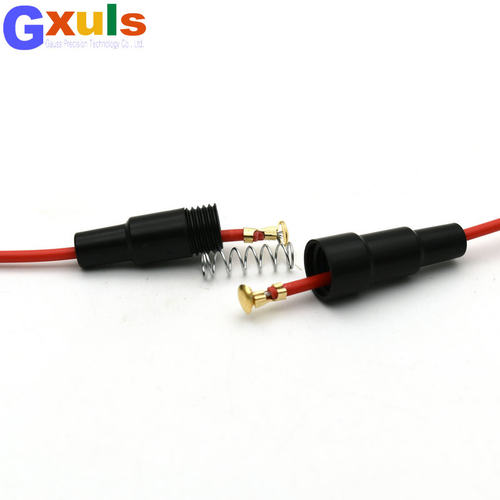 6X30保险壳弹簧触点5*20保险丝座黑色保险盒尼龙ABS引线套管阻燃 - 图1