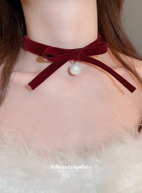 轻奢又性感红色choker锁骨链