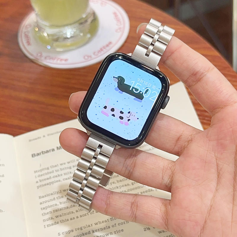 小三珠细款不锈钢金属新款iwatch表带s9适用applewatch苹果手表10 - 图1