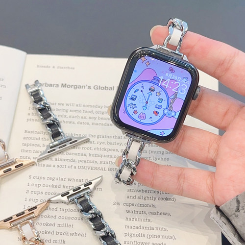 美搭细款金属链条小众iwatch表带s11适用applewatch苹果se手表s10 - 图1