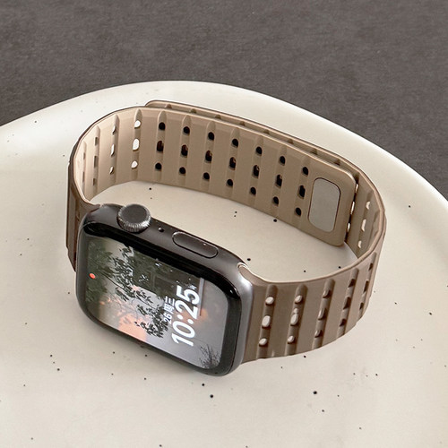 透气穿孔硅胶磁吸iwatch表带S10适用苹果SE手表s9新款s8夏天ultra - 图3