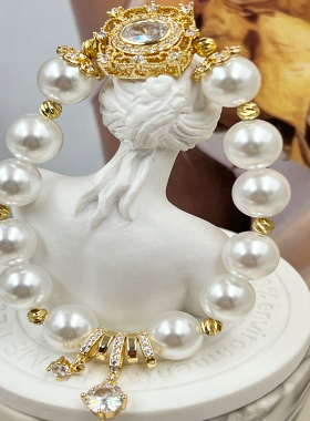 珍珠手链女小众设计方糖锆石手环